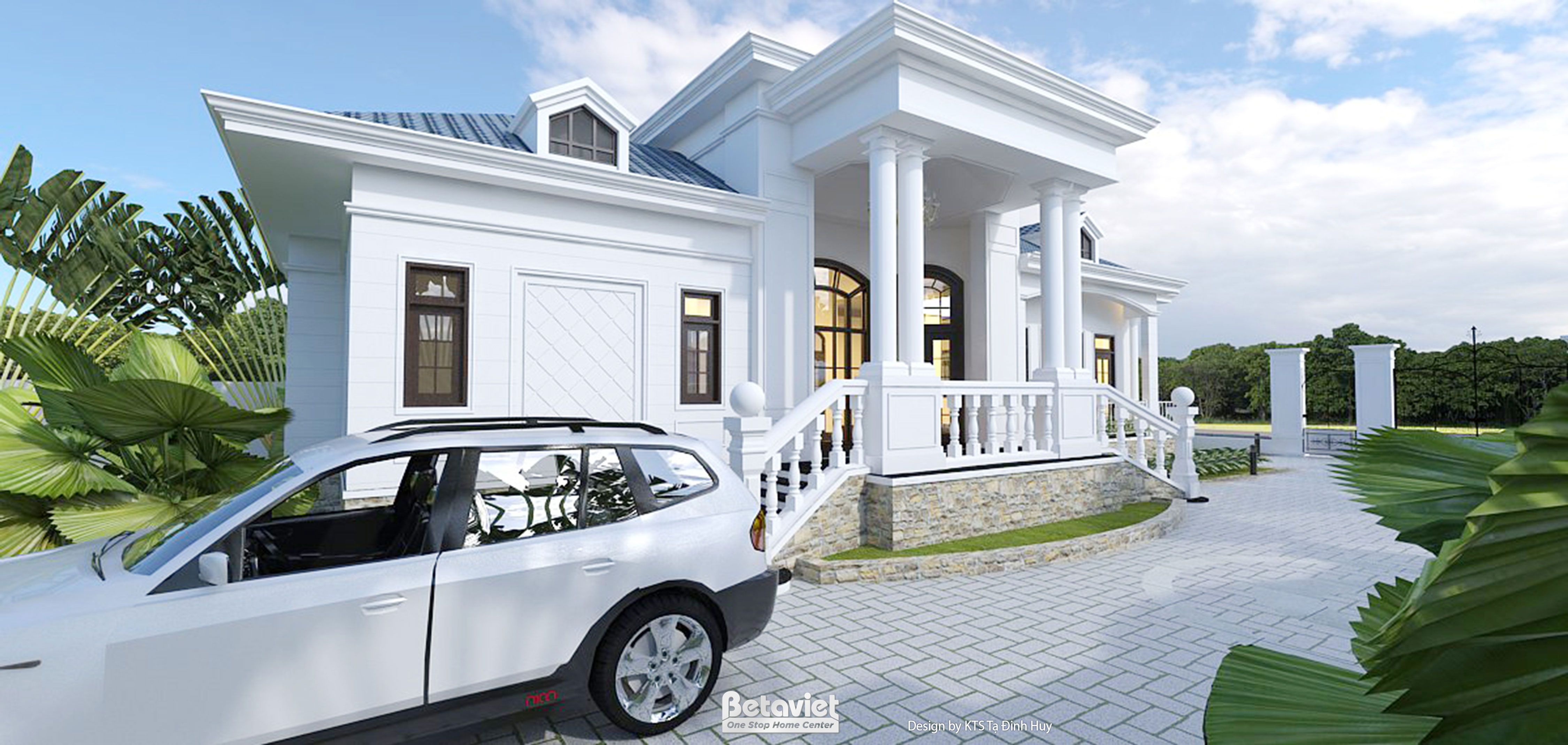 Thiết kế kiến trúc mặt tiền biệt thự tân cổ điển tại Nha Trang KT24552